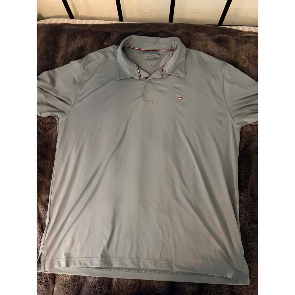 Tommy Hilfiger Performance Polo Shirt XXL Blue Stretch Golfcore Preppy Old Money